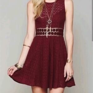 Free People Daisy Chain Size 2 Red Mini Dress